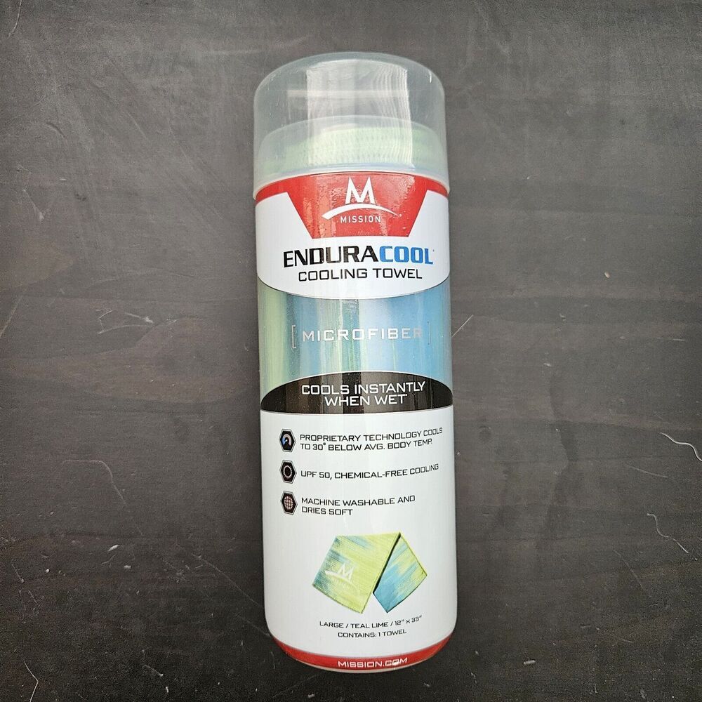 NEW Endura Cool Instant Cooling Towel - 12"x33" - Blue Green Color